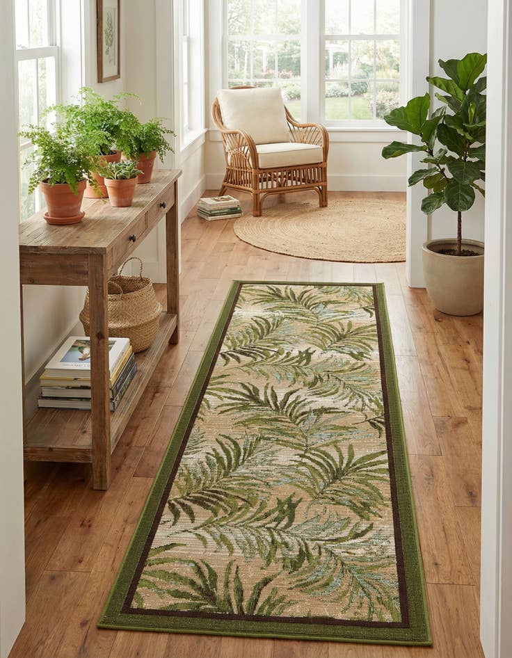Detail image of 2' x 6' Washable Botanical Indoor / Outdoor Runner Rug
