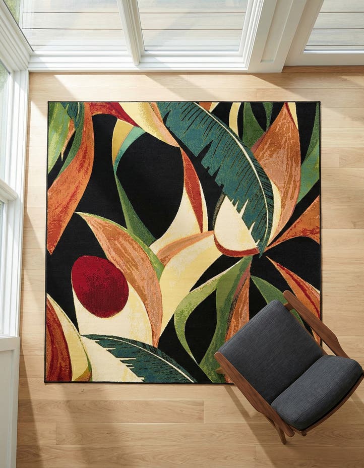 5' 3 x 5' 3 Easy-Clean Botanical Indoor / Outd...
