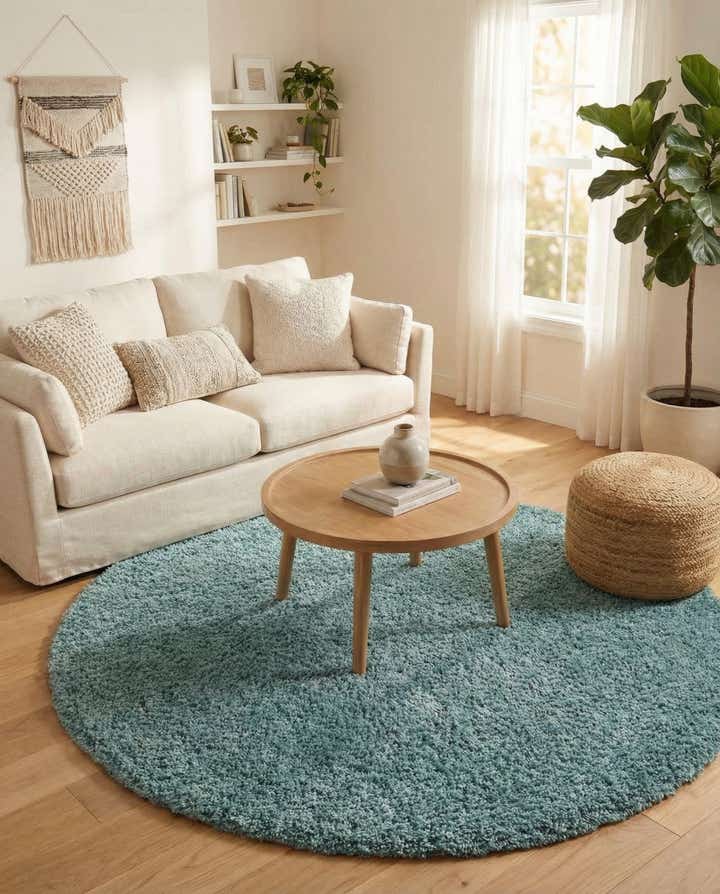 7' 10 x 7' 10 Solid Shag Round Rug