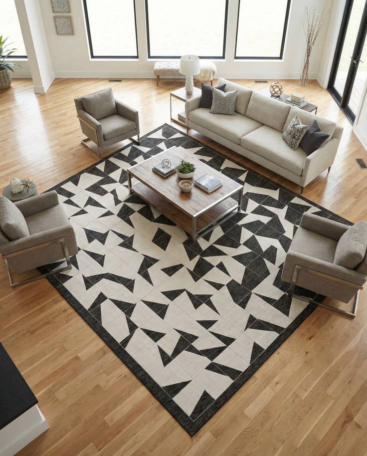 Detail image of 13' x 13' Easy-Clean Modern Indoor / Outdoor Square Rug