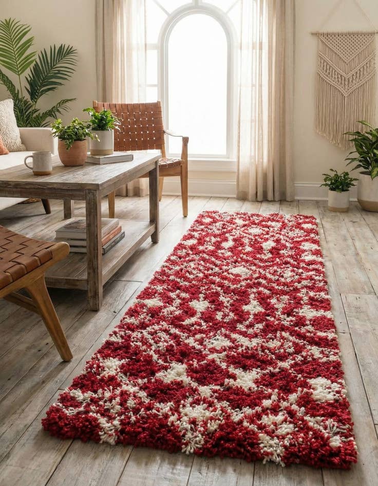 Detail image of 2' x 6' Moroccan Trellis Shag Runner Rug