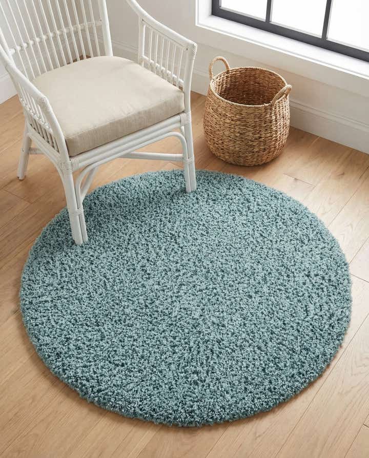 3' x 3' Solid Shag Round Rug