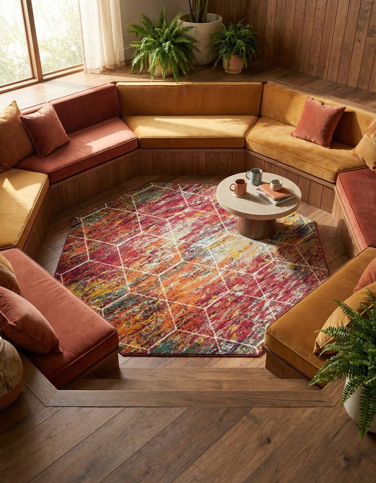 Detail image of 7' x 7' Lattice Frieze Octagon Rug