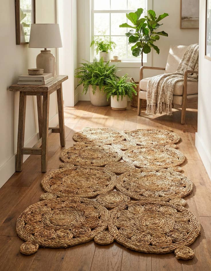 Detail image of 2' x 4' 1  Hand Braided Jute Runner Rug