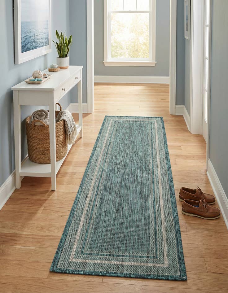 Detail image of 2' x 6' Washable Border Indoor / Outdoor Runner Rug