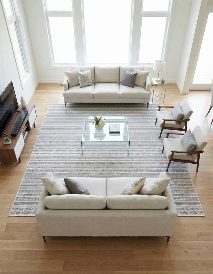Detail image of 10' x 10' Easy-Clean Ribbon Indoor / Outdoor Square Rug