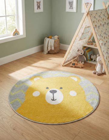 3' 3 x 3' 3 Bear Whimsy Kids Round Rug