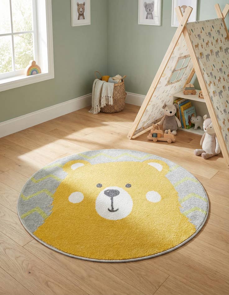 Detail image of 3' 3 x 3' 3 Bear Whimsy Kids Round Rug