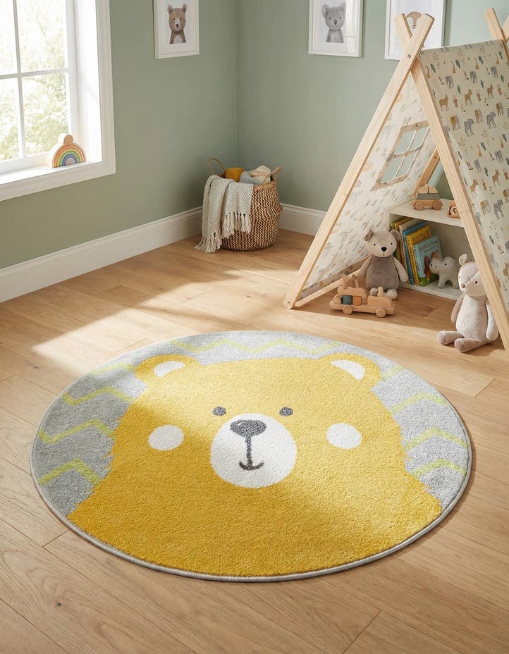 3' 3 x 3' 3 Bear Whimsy Kids Round ...