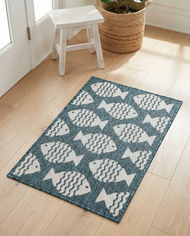 Detail image of 2' x 3' Easy-Clean Coastal Indoor / Outdoor Rug