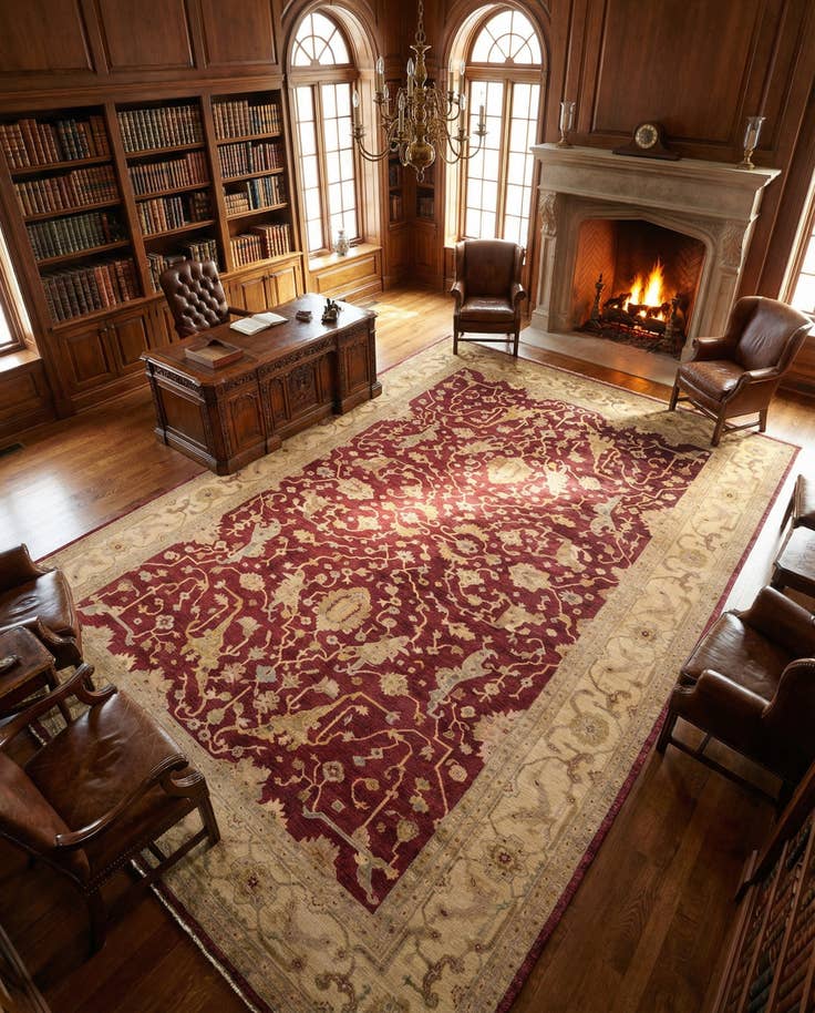 Detail image of 11' 11 x 17' 7 Hand Knotted Ziegler Wool Rug