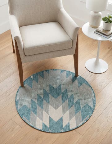 3' x 3' Easy-Clean Modern Indoor / Outdoor Round Rug