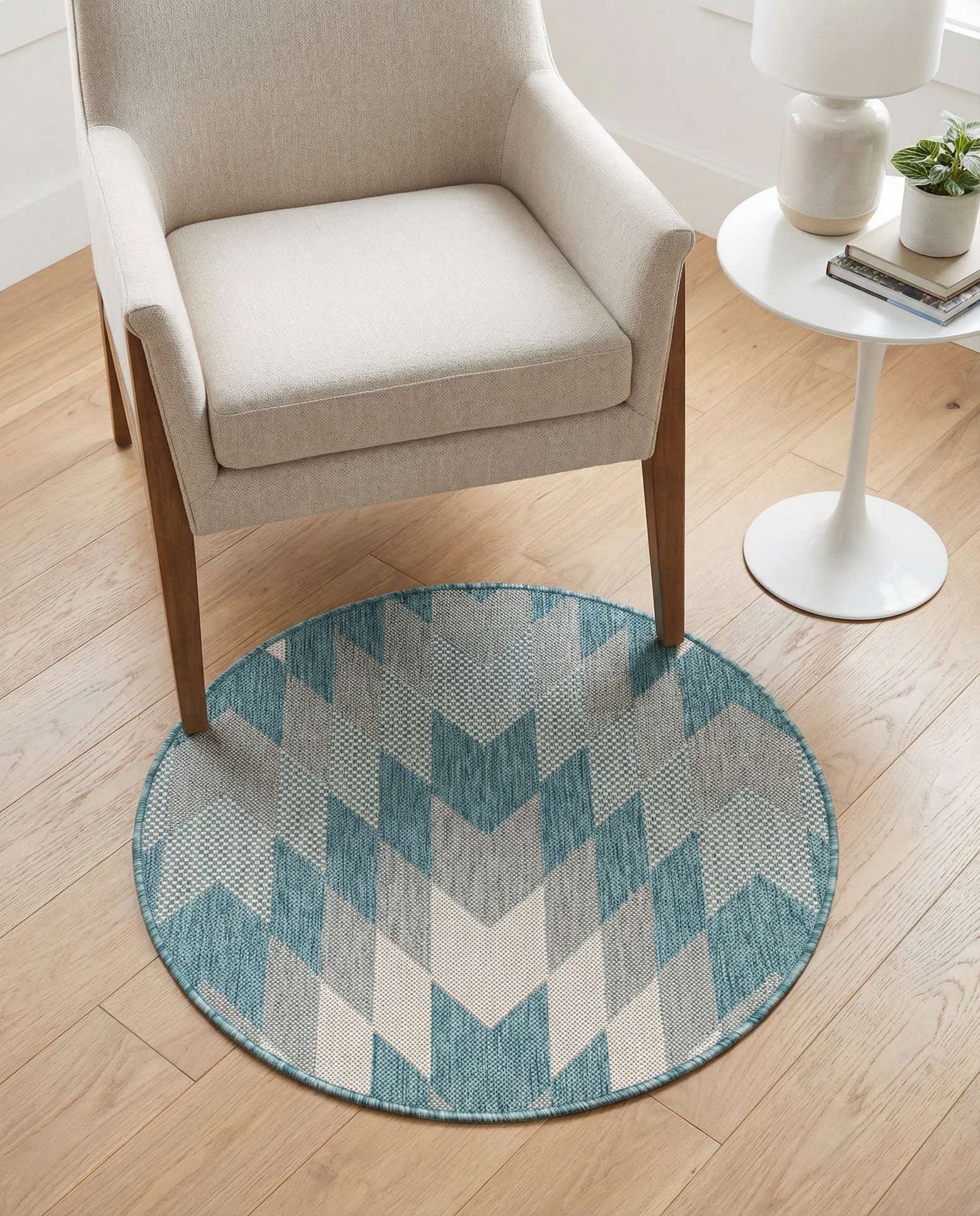 3' x 3' Easy-Clean Modern Indoor / Outdoor Round Rug