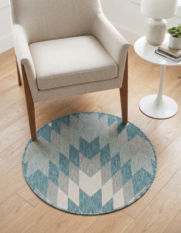 3' x 3' Easy-Clean Modern Indoor / Outdoor Round Rug
