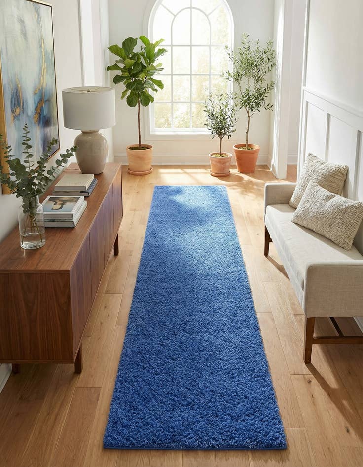 Detail image of 2' 7 x 14' Solid Shag Runner Rug