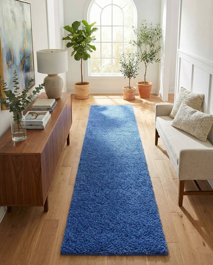 Detail image of 2' 7 x 14' Solid Shag Runner Rug