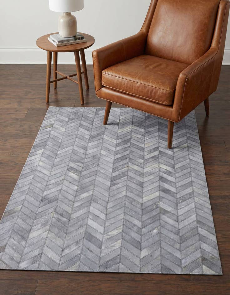 Detail image of 3' 8 x 5' 5 Cowhide Leather Rug