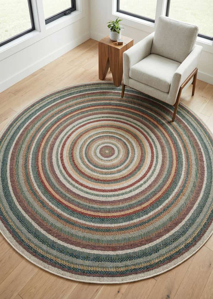 7' x 7' Easy-Clean Baja Indoor / Outdoor Round Rug