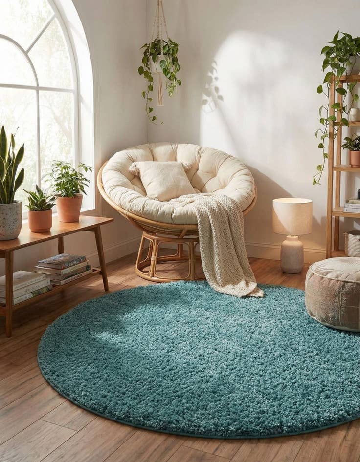 Detail image of 5' x 5' Soft Solid Shag Round Rug