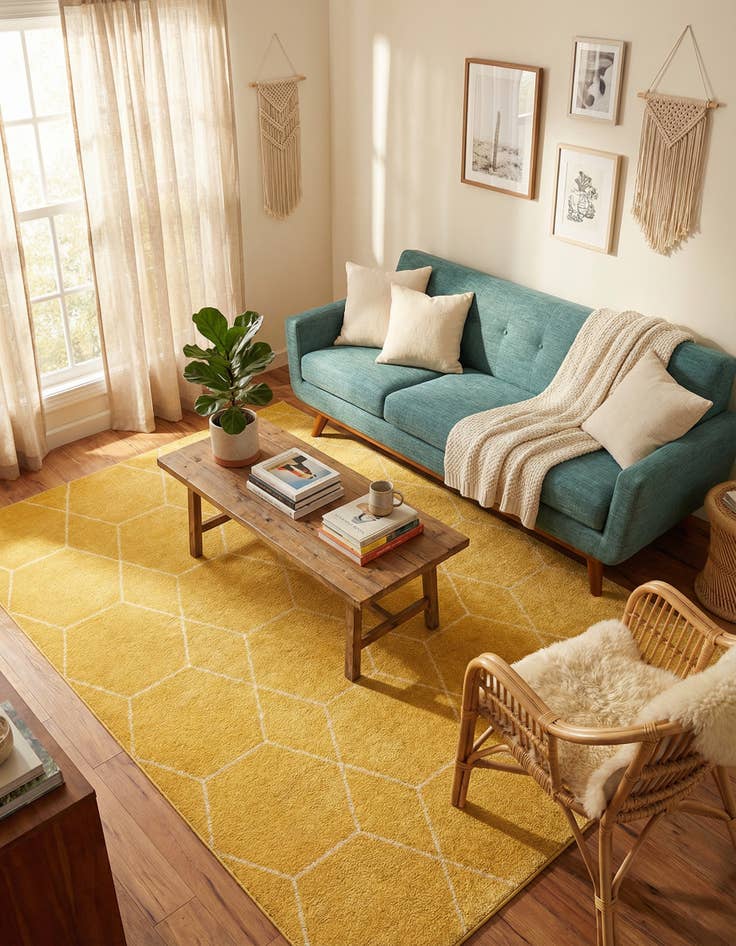 Detail image of 6' x 9' Lattice Frieze Rug