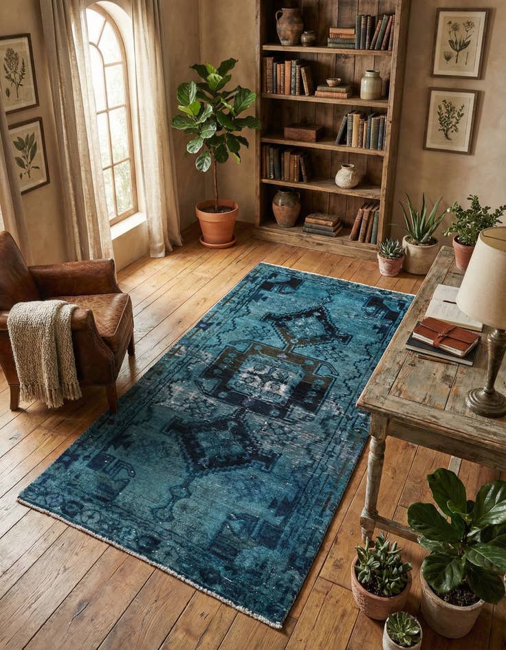 Detail image of 3' 7 x 7' Hand Knotted Ultra Vintage Persian Wool Rug