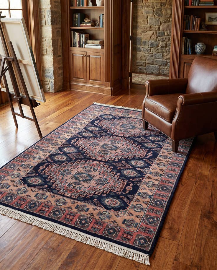 Detail image of 4' 1 x 6' Hand Knotted Kazak Oriental Wool Rug