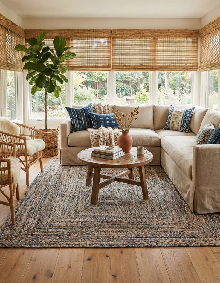 Detail image of 8' x 10' Handmade Braided Chindi Rug