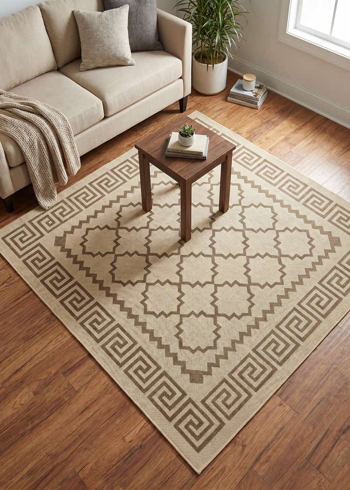 6' x 6' Easy-Clean Trellis Indoor / Outdoor Square Rug