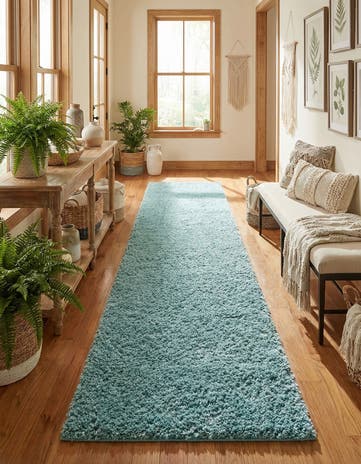 Turquoise Everyday Shag Runner Rug