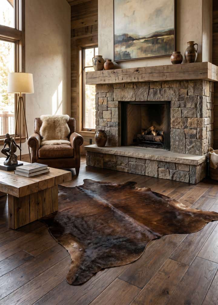 5' x 5' Cowhide Leather Square Rug