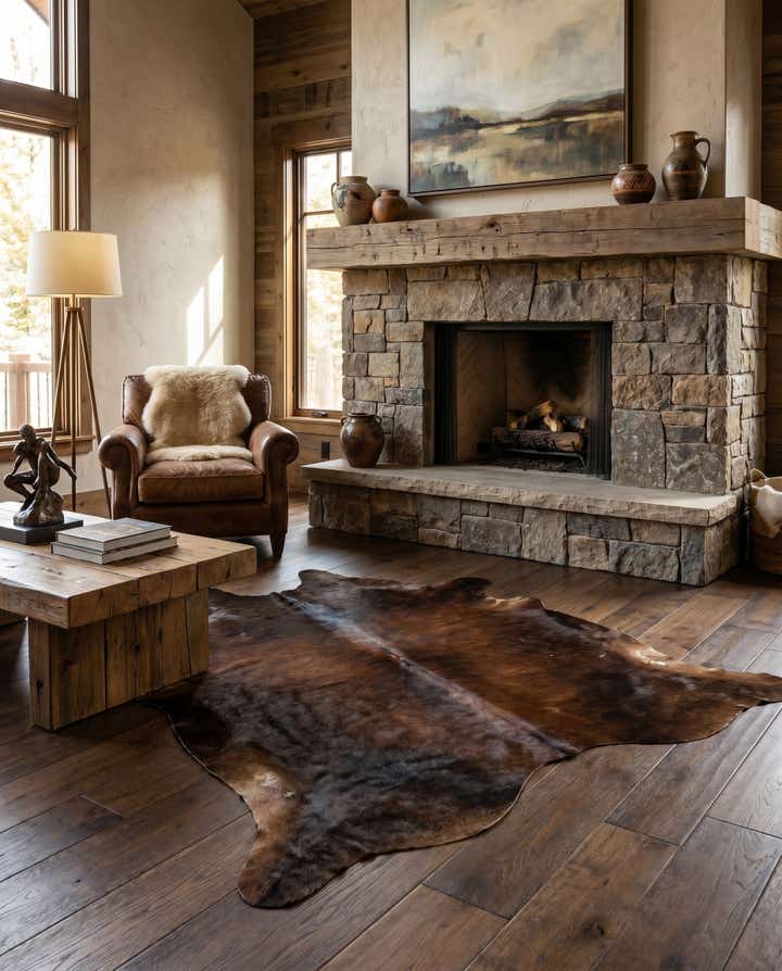 5' x 5' Cowhide Leather Square Rug