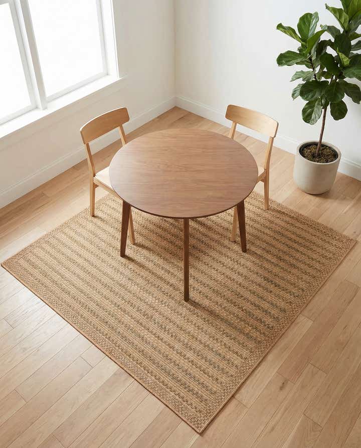 5' 3 x 5' 3 Easy-Clean Border Indoor / Outdoor Square Rug