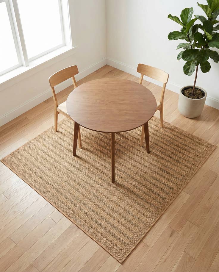 Detail image of 5' 3 x 5' 3 Easy-Clean Border Indoor / Outdoor Square Rug
