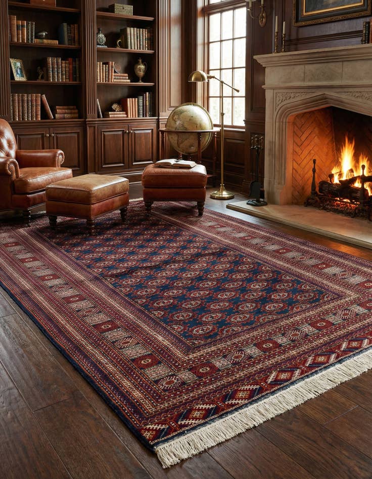 Detail image of 6' 5 x 9' 11 Hand Knotted Bokhara Oriental Wool Rug