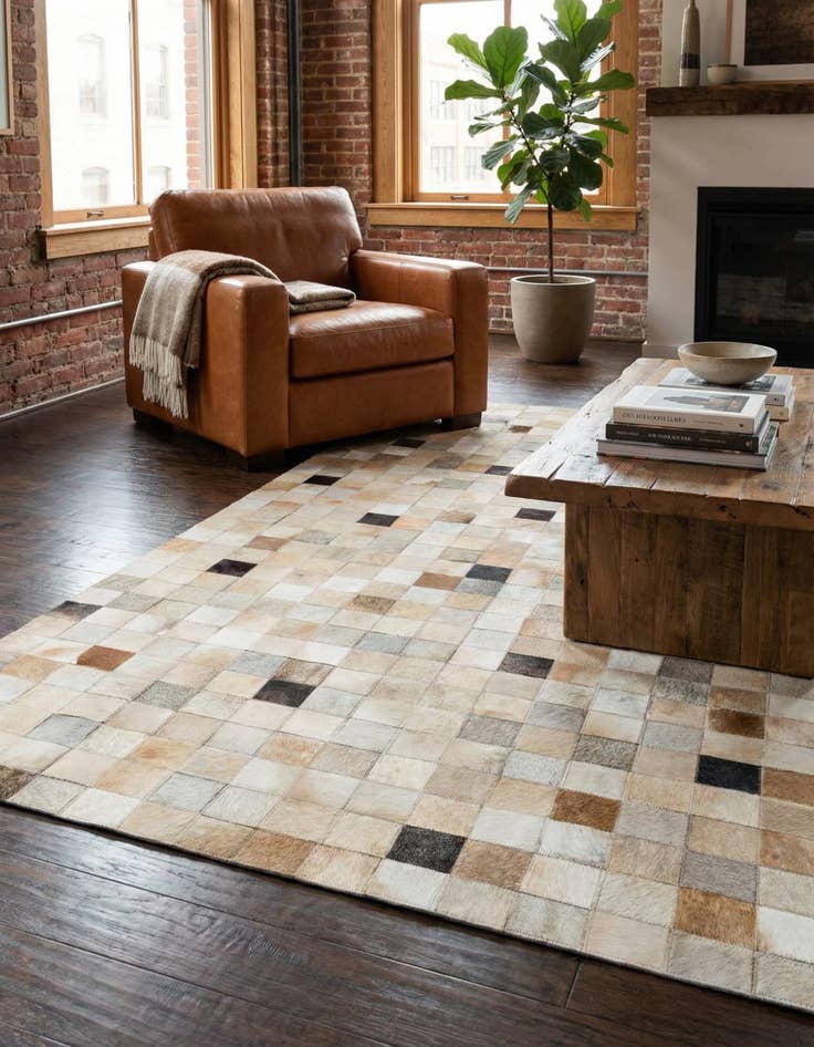 Detail image of 5' 1 x 7' 11 Cowhide Stocks Rug