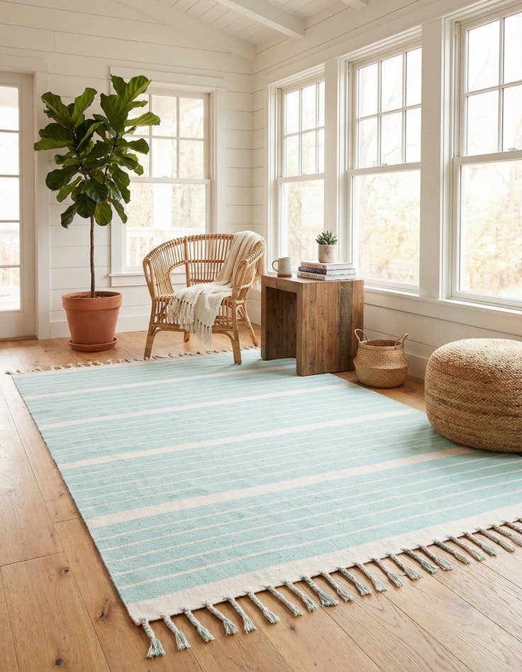 Detail image of 8' x 10'  Hand Woven Chindi Cotton Rug