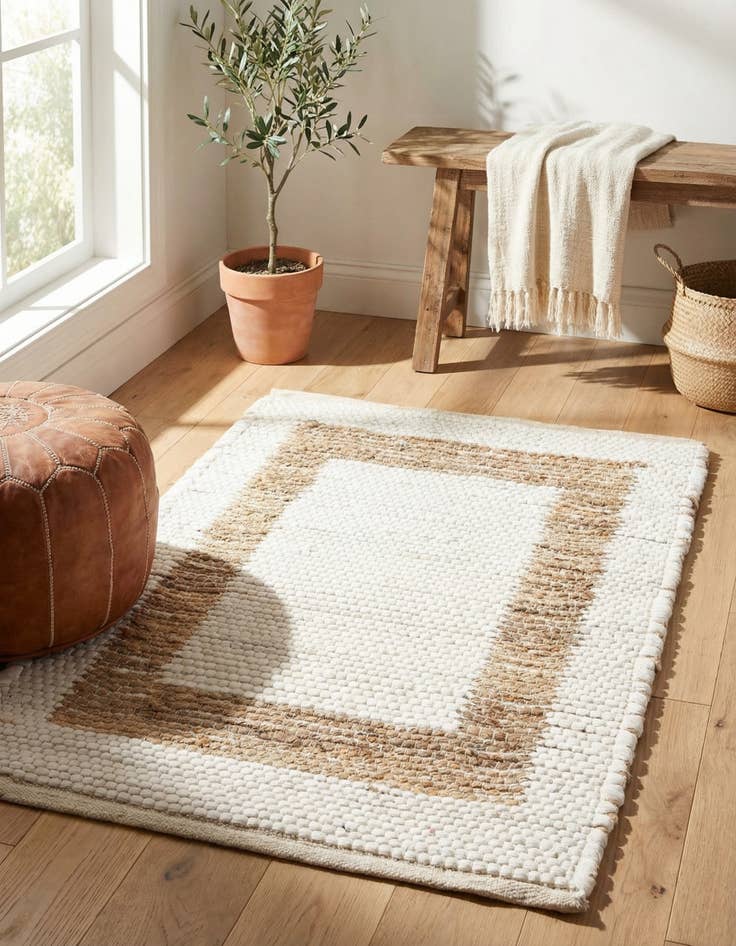 Detail image of 2' x 3' 1  Hand Woven Chindi Jute Rug