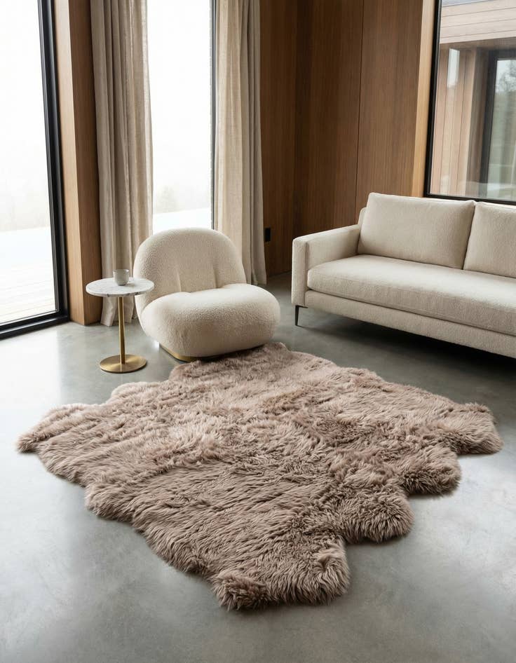 Detail image of 6' x 6' Natural Sheepskin Square Rug
