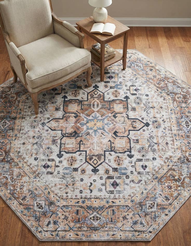 Detail image of 5' x 5' Washable Yara Octagon Rug