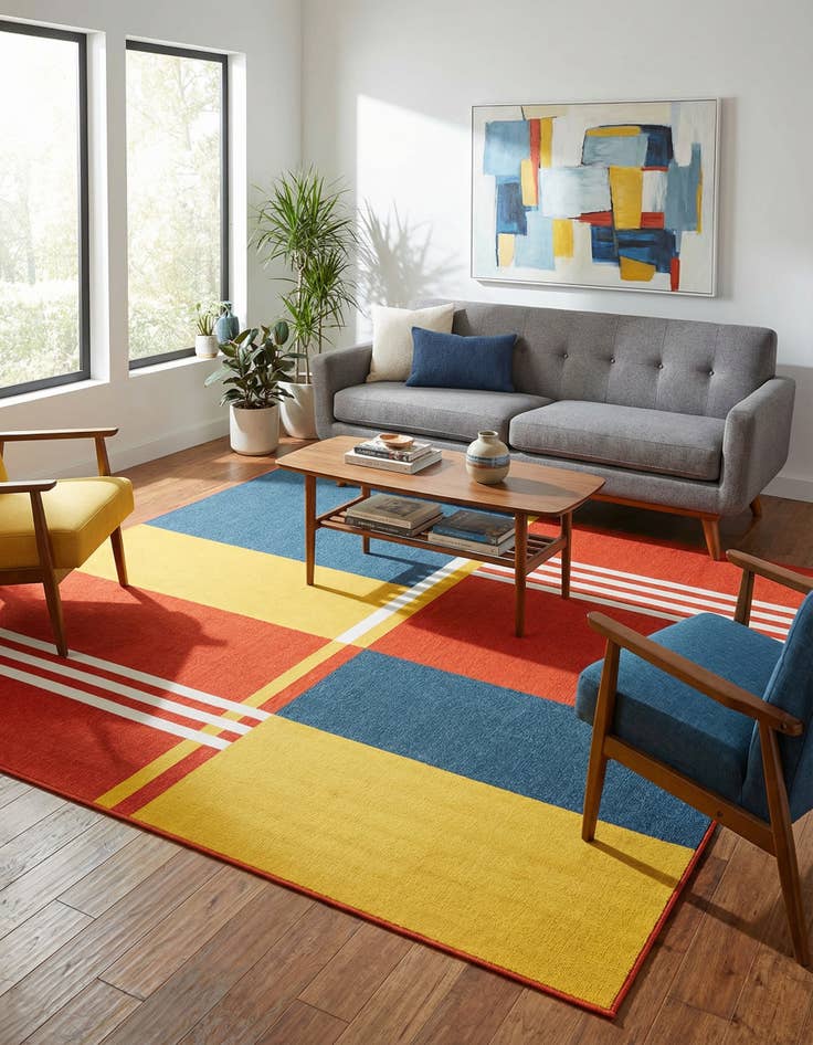 Detail image of 10' x 10' Washable Modern Indoor / Outdoor Square Rug