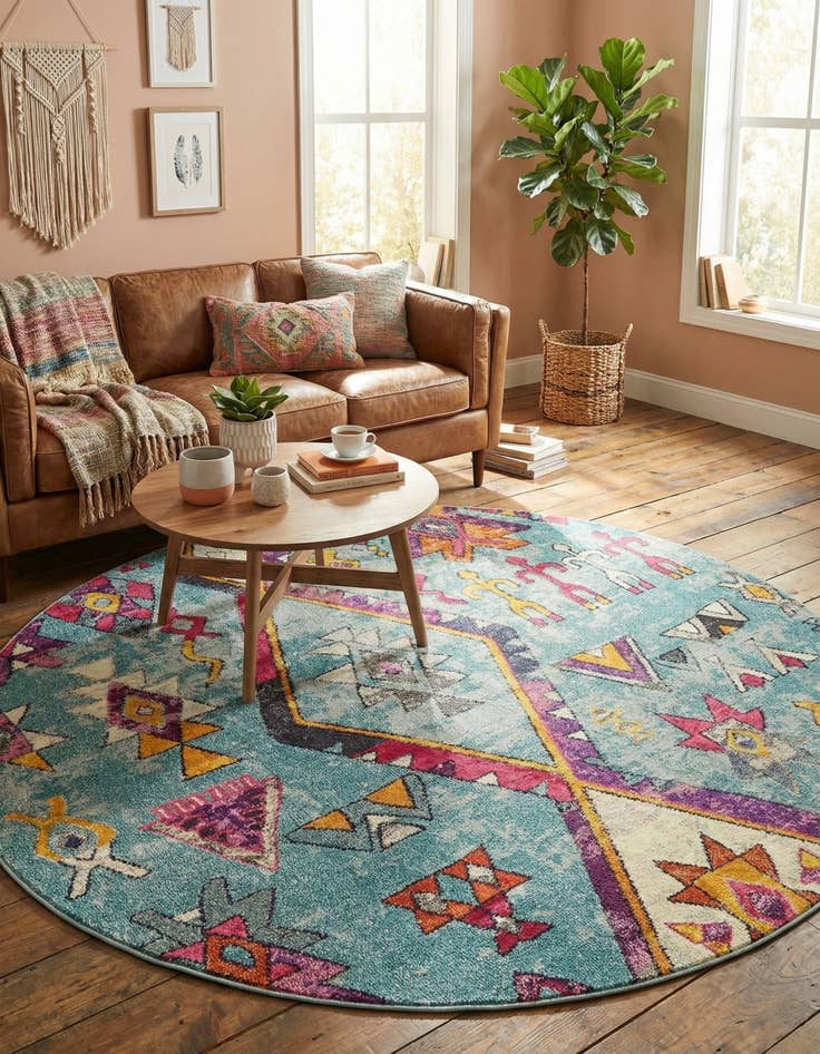 Detail image of 8' x 8' Washable Mesa Round Rug