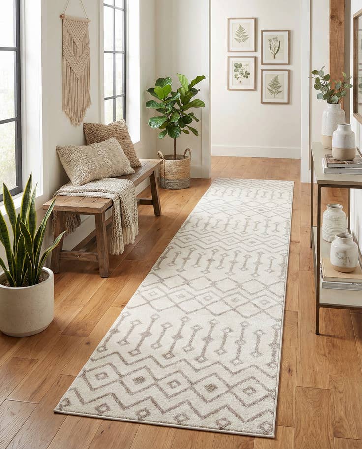 Detail image of 2' 7 x 13' Bohemian Trellis Runner Rug