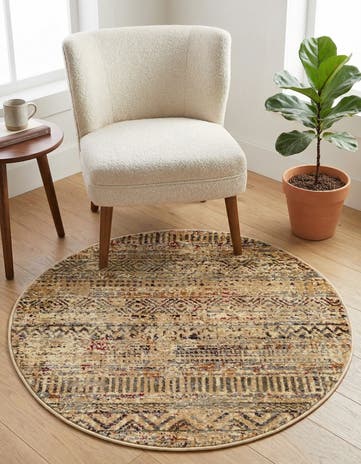 Beige Saturn Round Rug