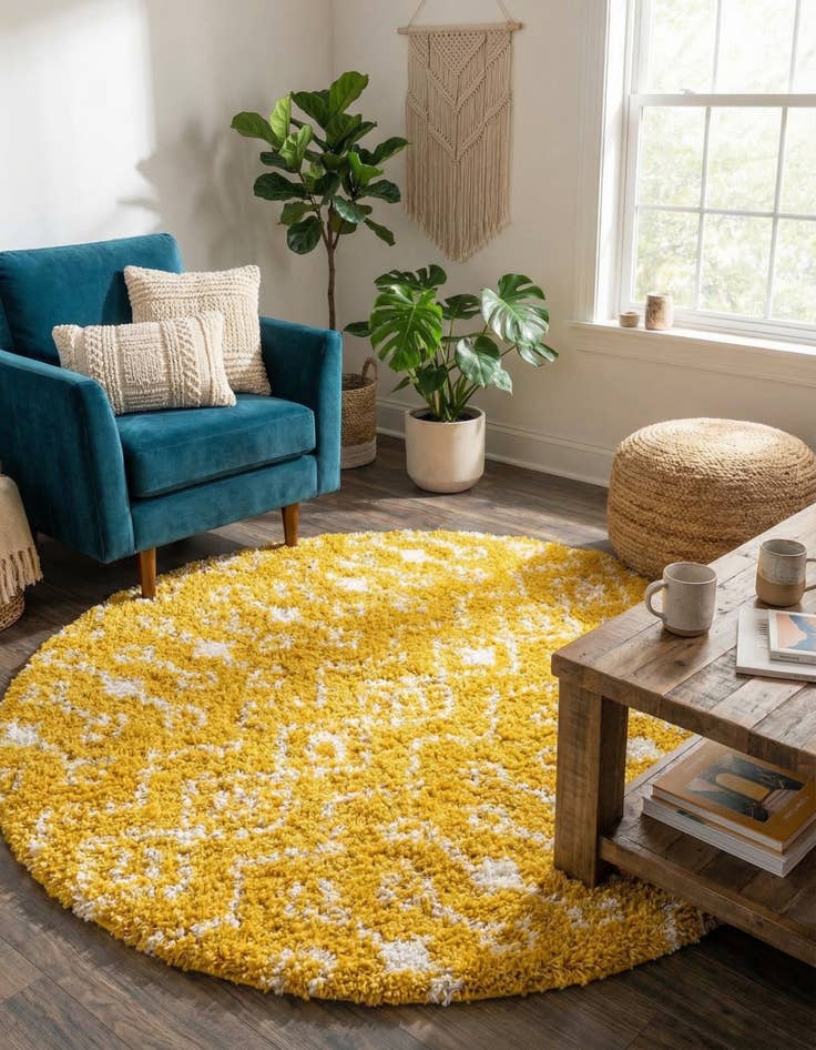 Detail image of 5' 3 x 5' 3 Moroccan Trellis Shag Round Rug