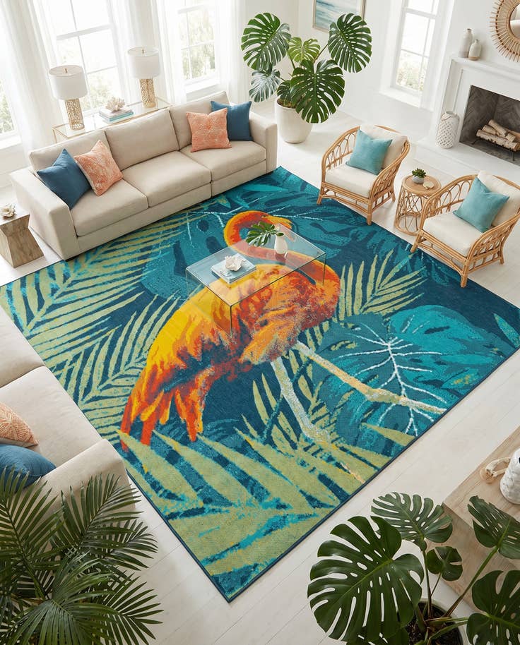 Detail image of 10' x 10' Easy-Clean Coastal Indoor / Outdoor Square Rug