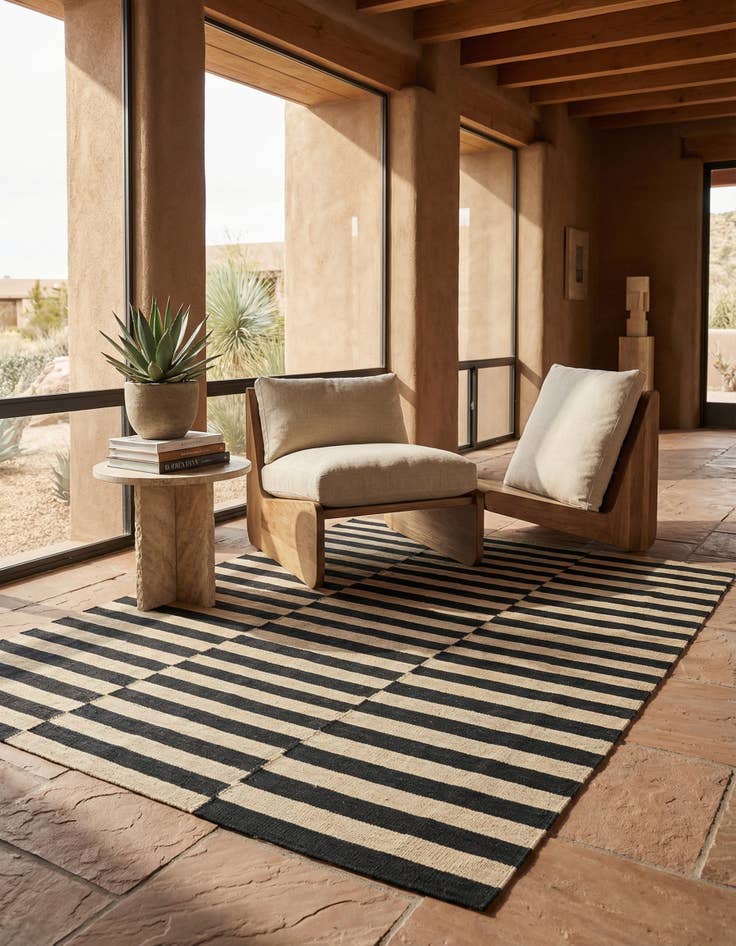 Detail image of 5' 5 x 6' 9 Hand Woven Kilim Modern Wool Square Rug