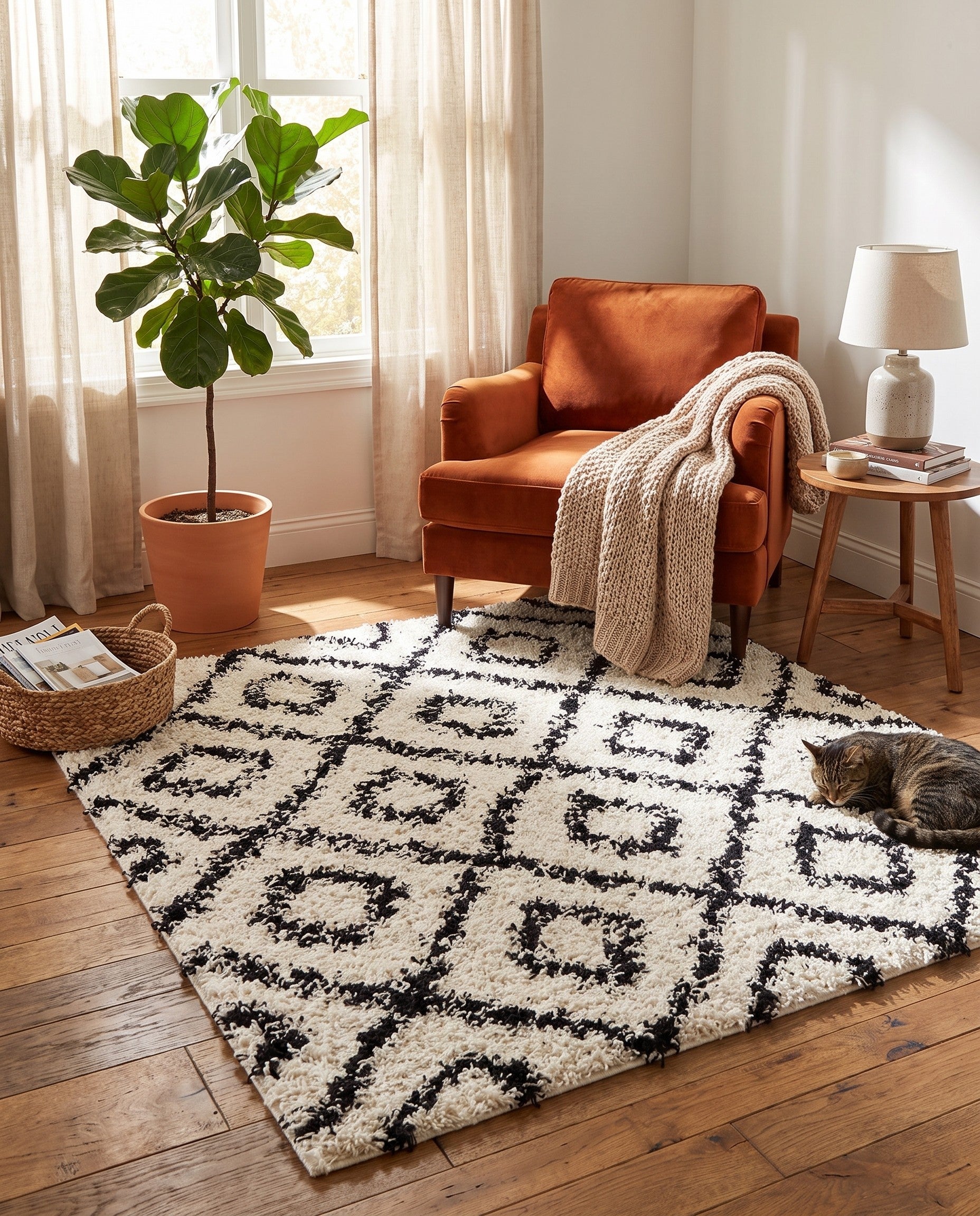 4' x 4' Lattice Shag Square Rug