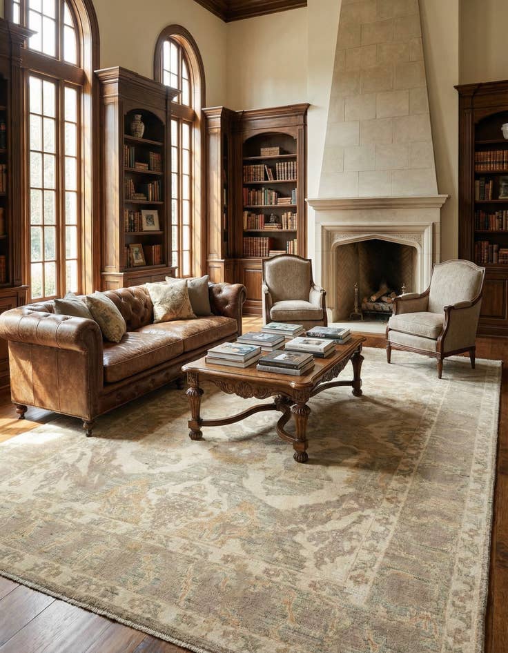 Detail image of 10' 2 x 14' 4 Hand Knotted Oushak Wool Rug