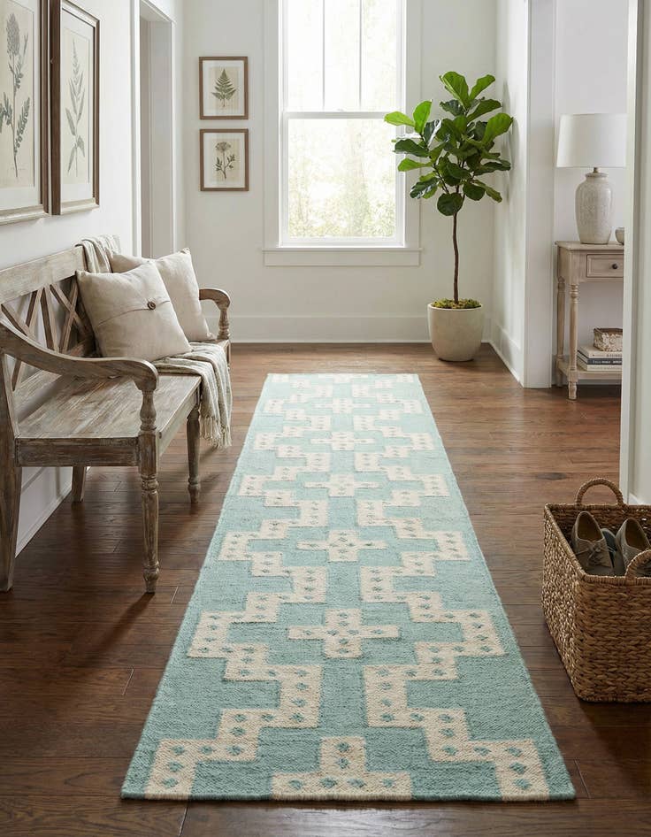Detail image of 2' 7 x 12' Hand Woven Kilim Wool Runner Rug