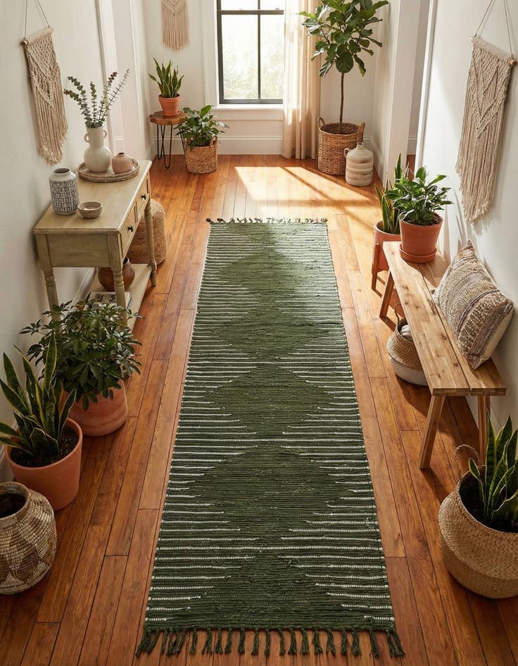 Detail image of 2' 7 x 10'  Hand Woven Chindi Cotton Runner Rug